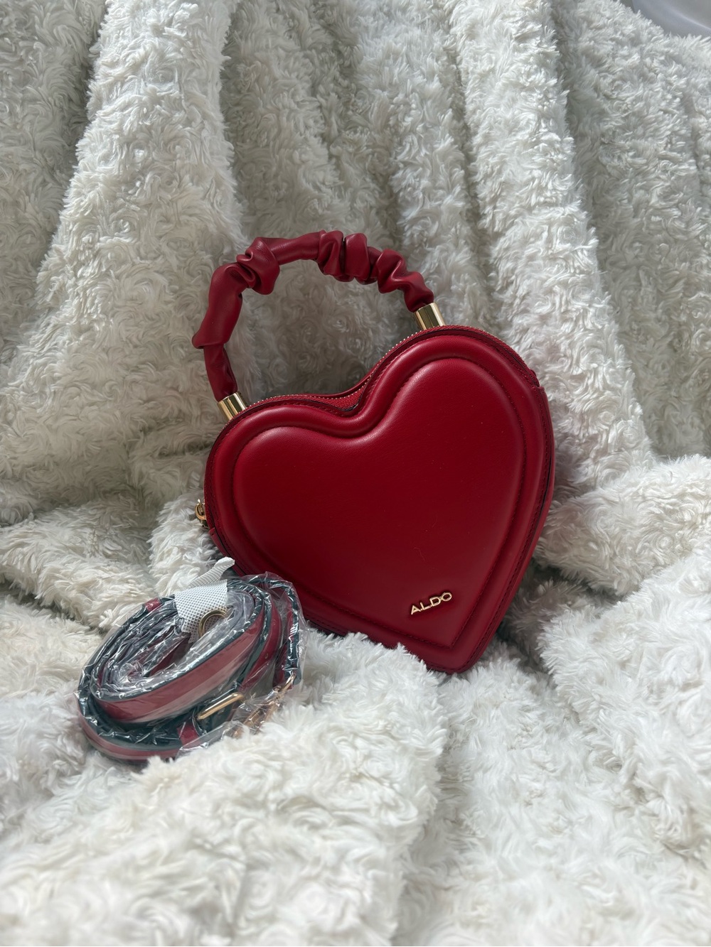 ALDO Red Heart-Shaped Small Top-Handle Bag - Picture 2 of 6